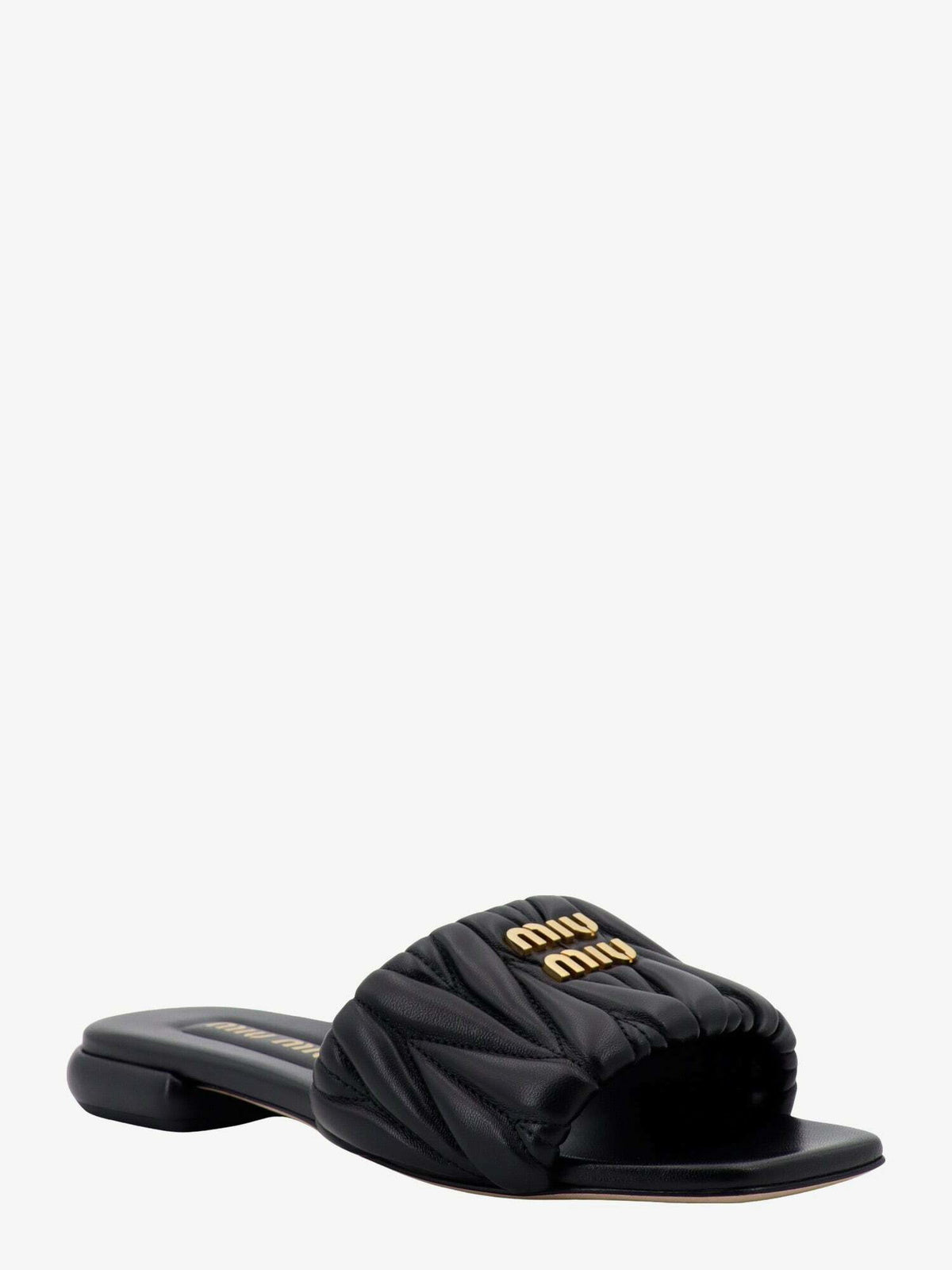 Miu Sandal Black MatelassÃ© Leather