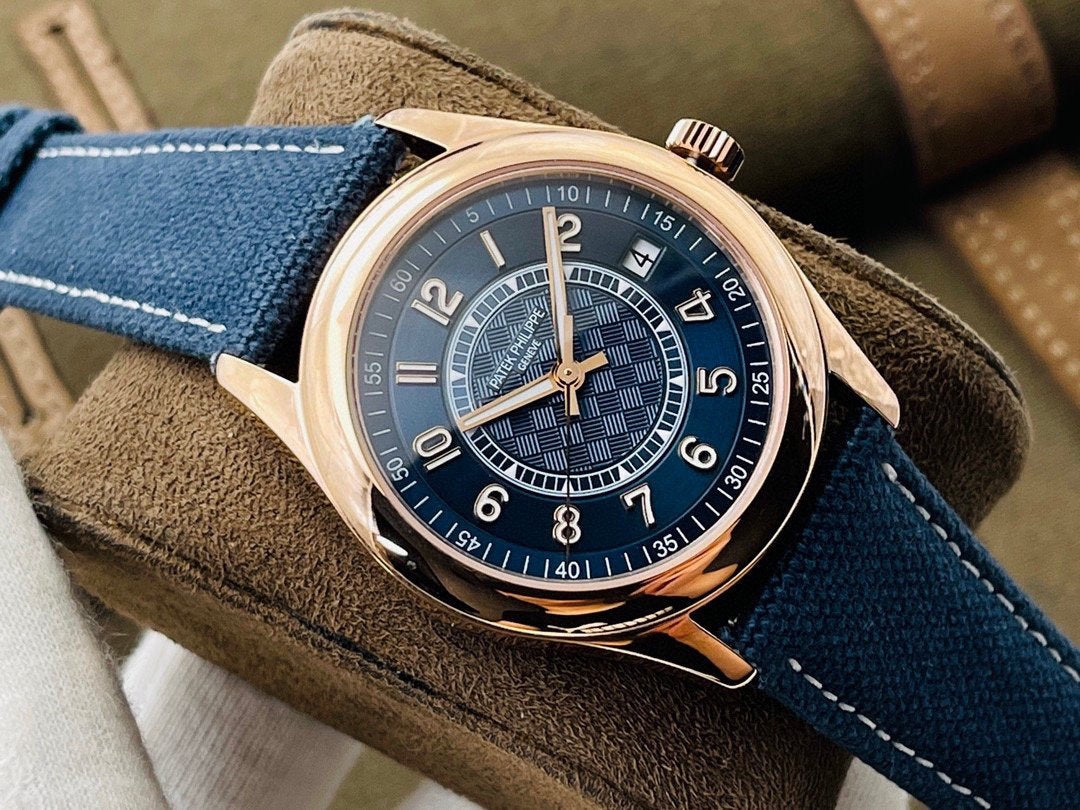 PATEK CALATRAVA 40MM ROSE GOLD BLUE DIAL REF 6007A