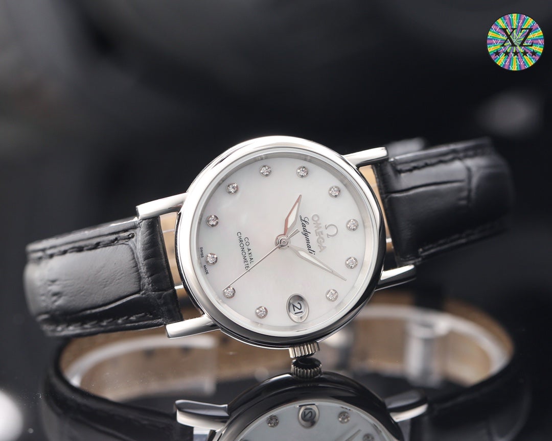 DE VILLE LADYMATIC 31MM MOP DIAL LEATHER STRAP