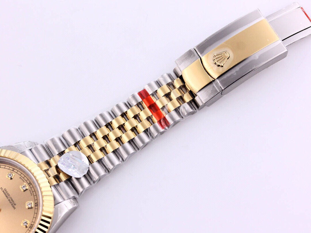 DATEJUST 41 TWO-TONE YELLOW DIAL DIAMOND NUMERALS