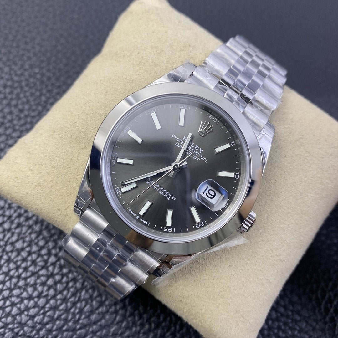 DATEJUST 41MM SMOOTH BEZEL GREY DIAL JUBILEE BRACELET