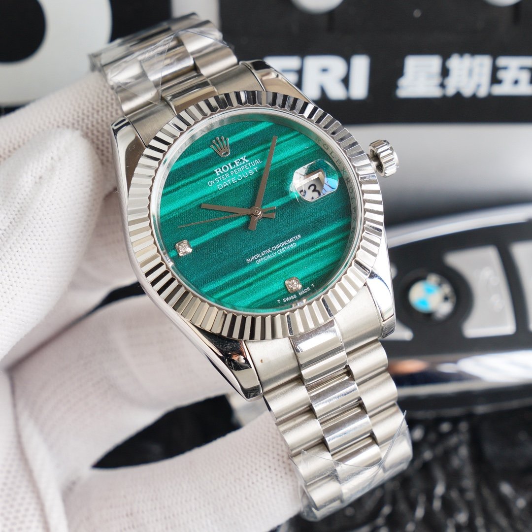 DATEJUST 41 STAINLESS STEEL CUSTOM BLUE EMERALD DIAL