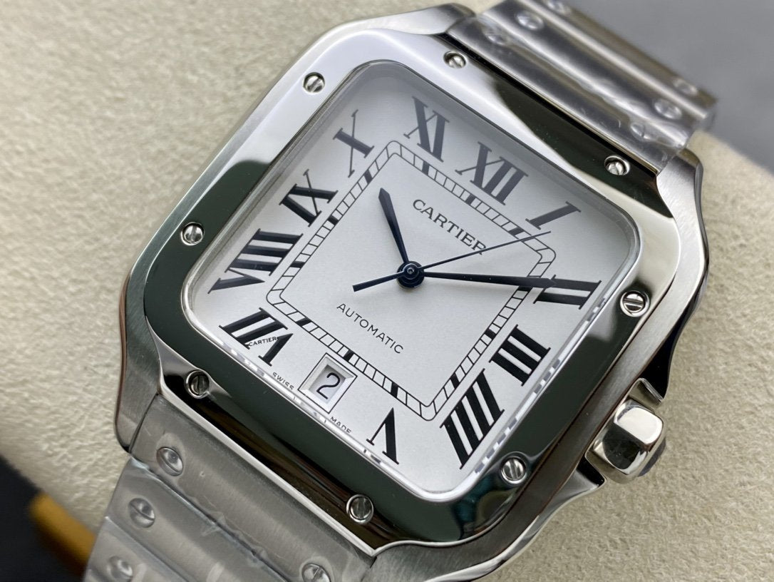 SANTOS DE CARTIE LARGE STEEL CASE WHITE DIAL