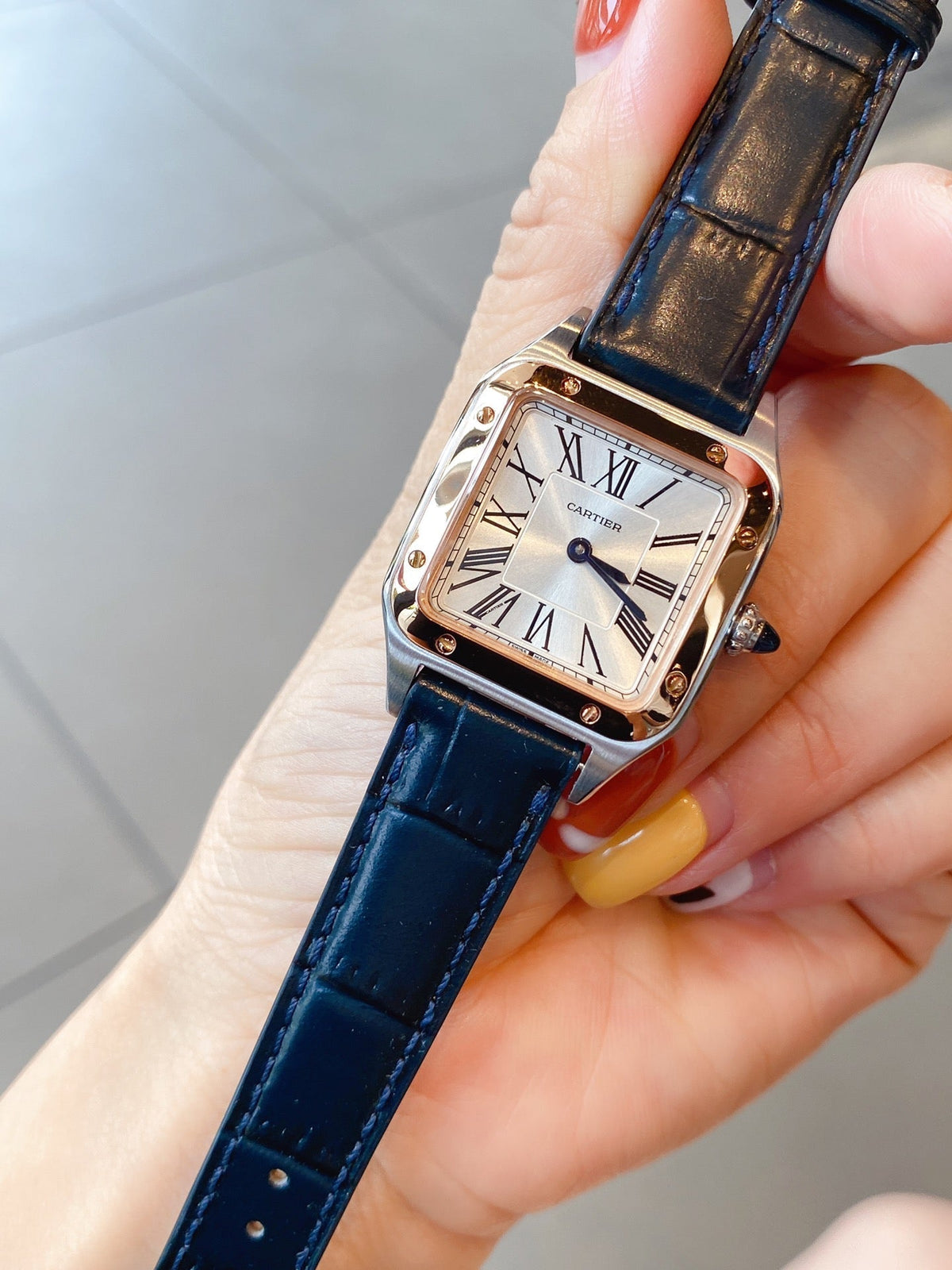 SANTOS DE CARTIE QUARTZ 28MM ROSE GOLD STEEL