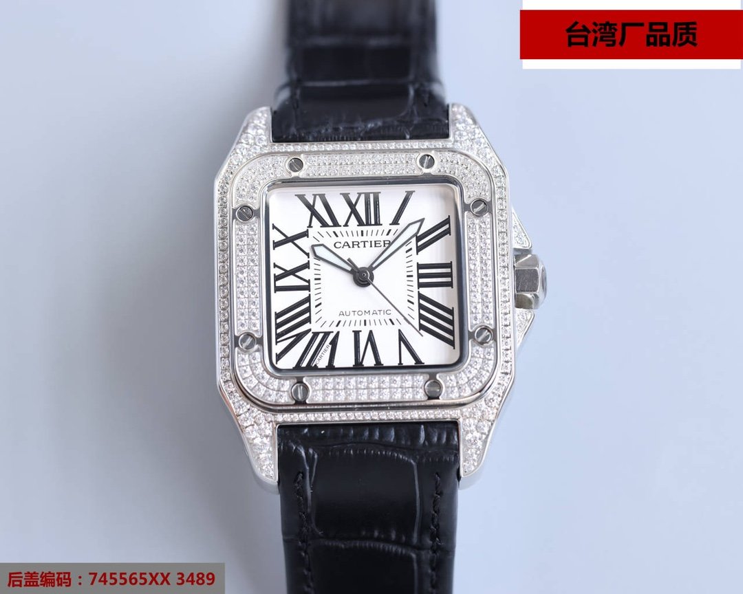 SANTOS 100XL 42MM DIAMOND STEEL CASE
