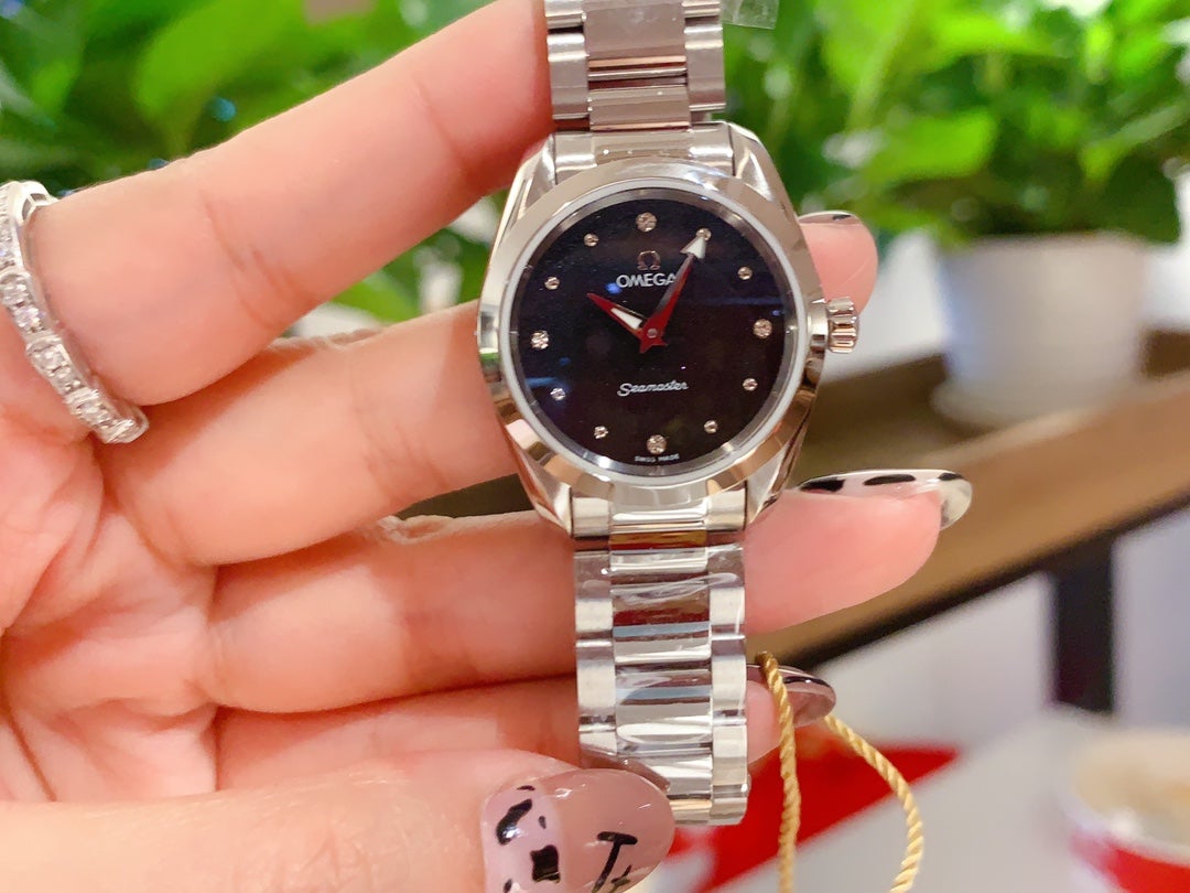 AQUA TERRA 28MM QUARTZ STEEL BLACK DIAL
