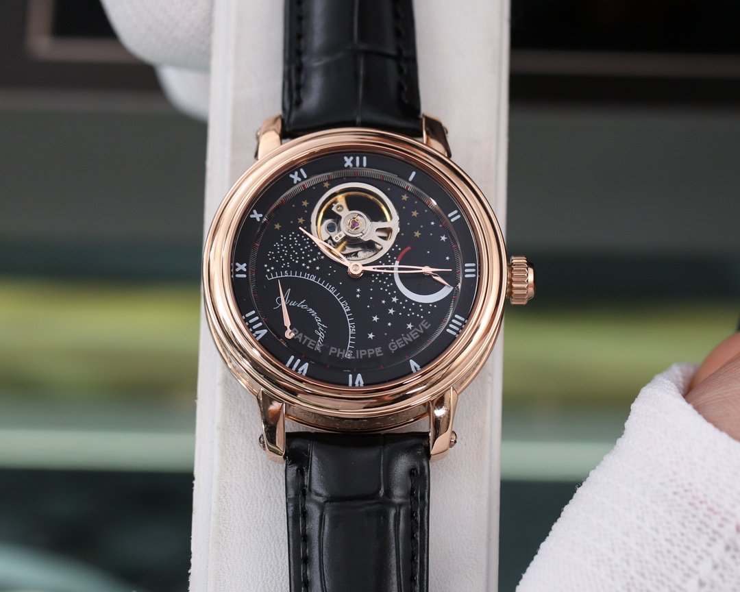 PATEK COMPLICATIONS 42MM TOURBILLON LEATHER STRAP