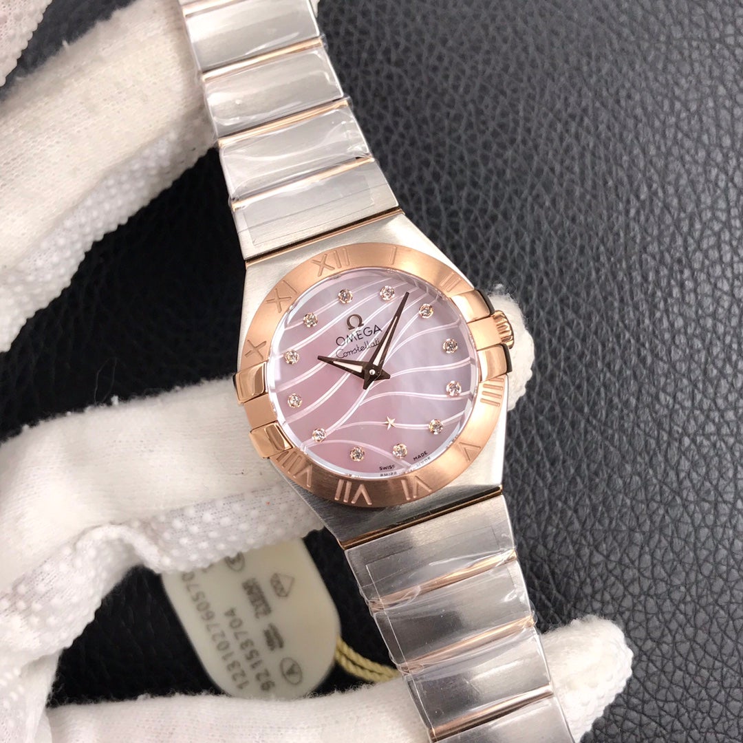 CONSTELLATION 27MM QUARTZ GOLD STEEL MOP DIAL