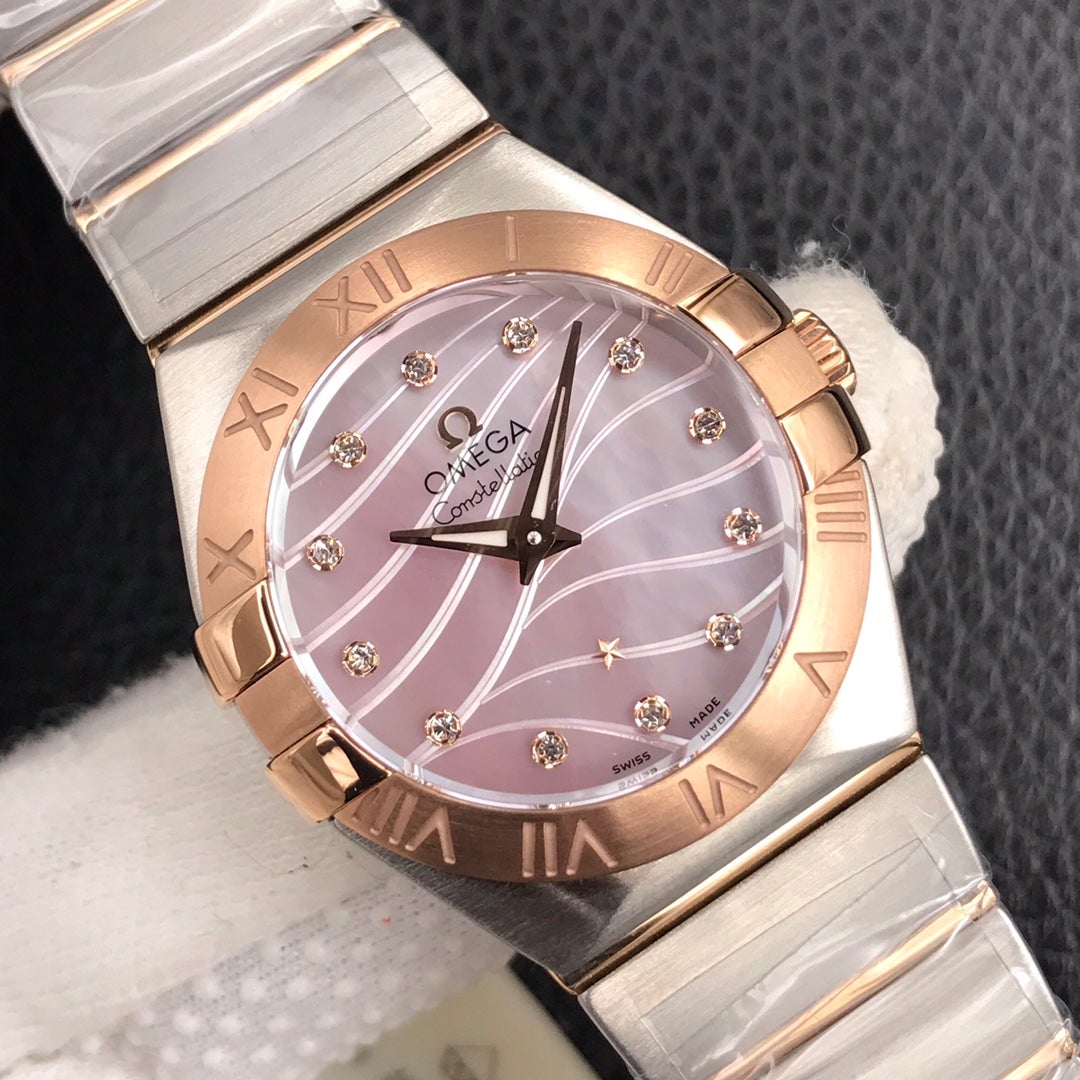 CONSTELLATION 27MM QUARTZ GOLD STEEL MOP DIAL