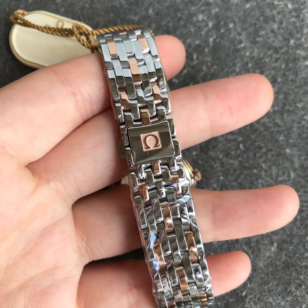 DEVILLE PRESTIGE 27MM QUARTZ ROSE GOLD STEEL MOP DIAL