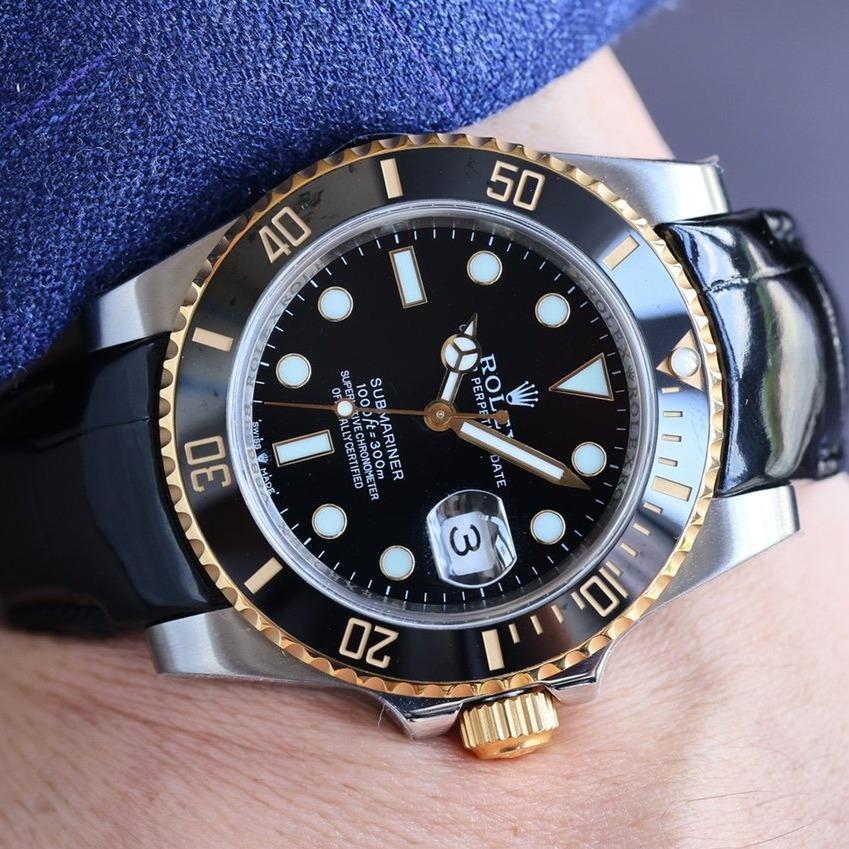 SUBMARINER DATE 40 STEEL CASE GOLD BLACK CERAMIC LEATHER