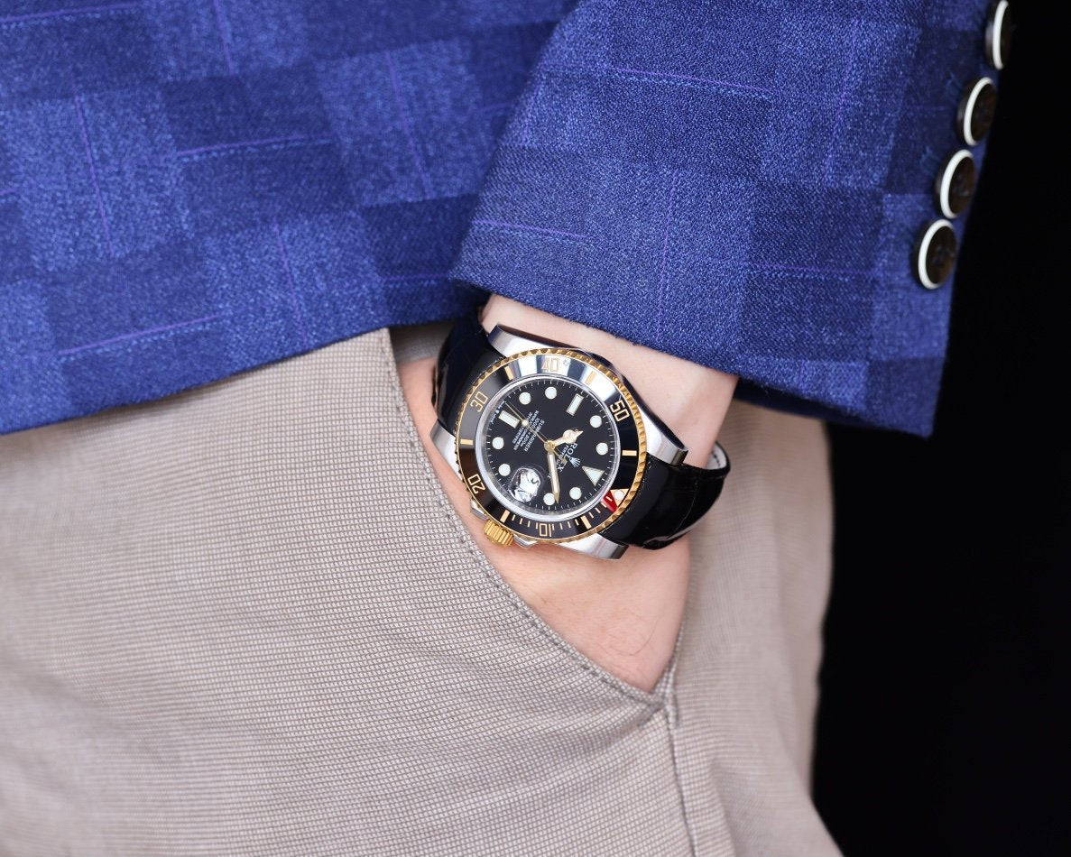 SUBMARINER DATE 40 STEEL CASE GOLD BLACK CERAMIC LEATHER
