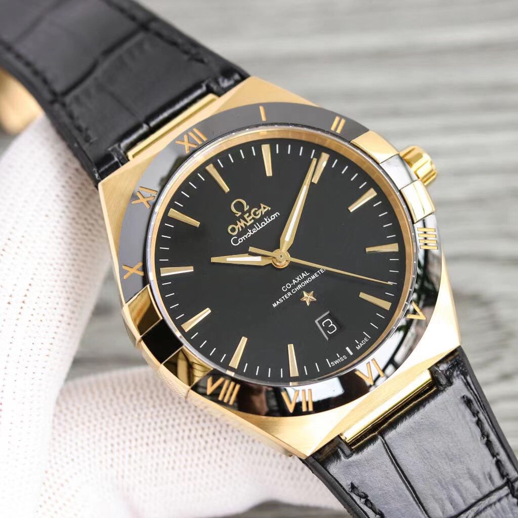 CONSTELLATION 41MM GOLD CASE BLACK LEATHER