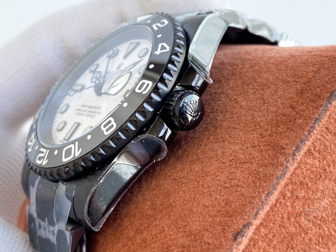 GMT-MASTER II CUSTOM ALL BLACK BEZEL WHITE DIAL
