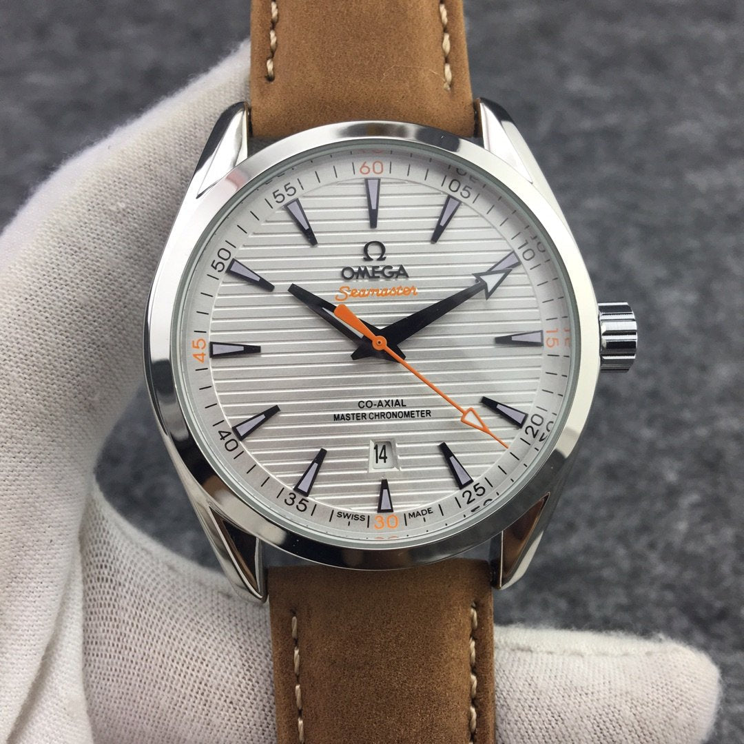 SEAMASTER AQUA TERRA 150M CO-AXIAL STEEL CASE WHITE DIAL BROWN LEATHER