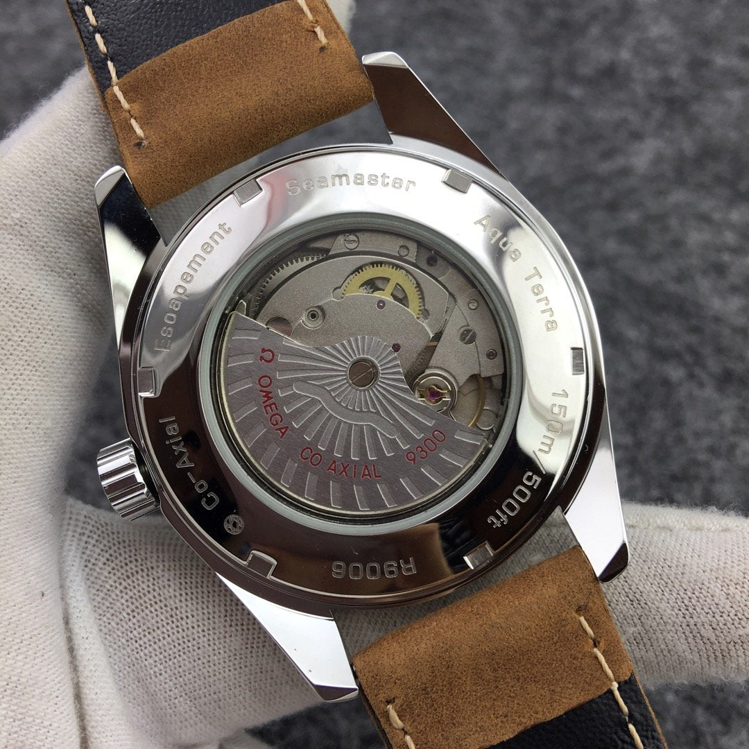 SEAMASTER AQUA TERRA 150M CO-AXIAL STEEL CASE WHITE DIAL BROWN LEATHER