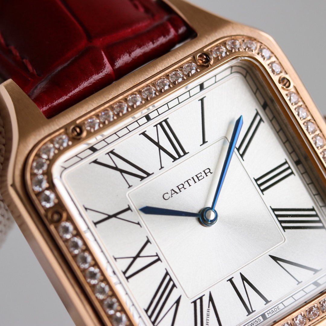 SANTOS DUMONT XL ROSE GOLD DIAMOND BEZEL