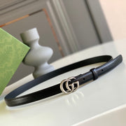 GG MARMONT THIN BELT DOUBLE G BUCKLE BLACK LEATHER