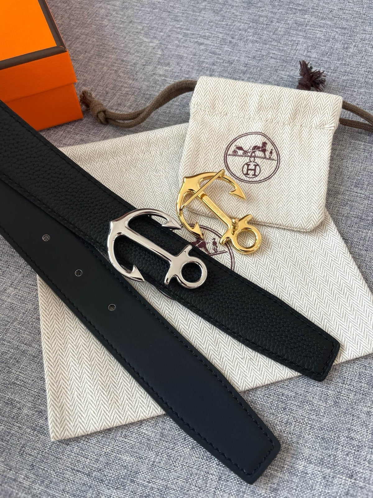 H CARGO BELT 32MM BLACK LEATHER