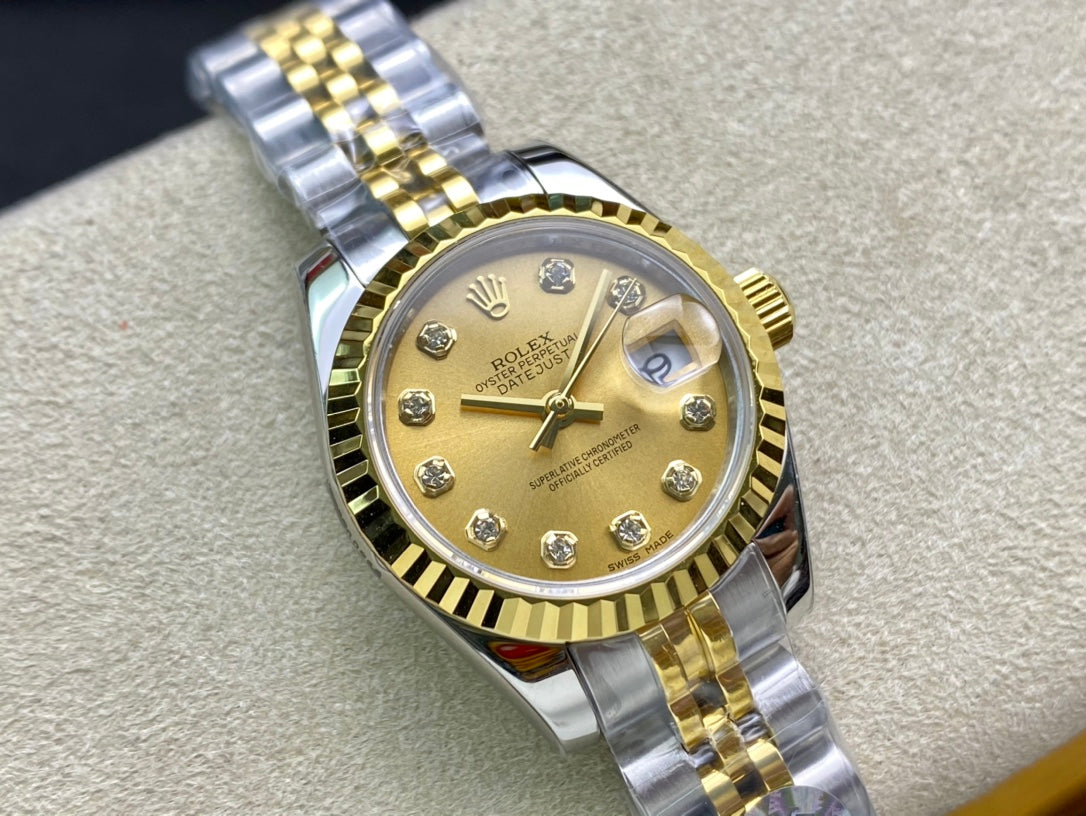 DATEJUST 28 TWO-TONE GOLD STEEL