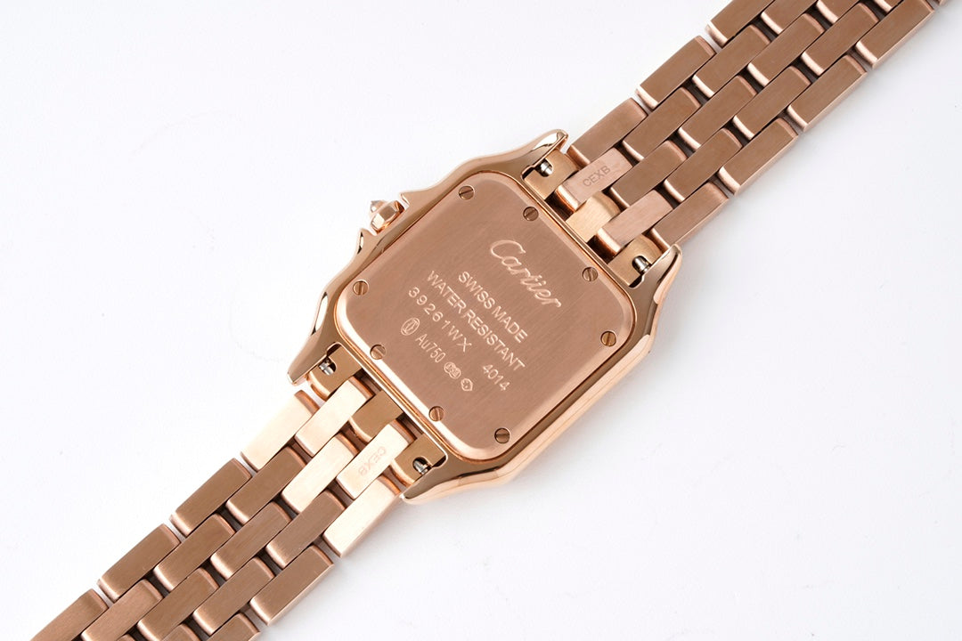 PANTHERE 27MM PINK GOLD CASE DIAMOND BEZEL WHITE DIAL
