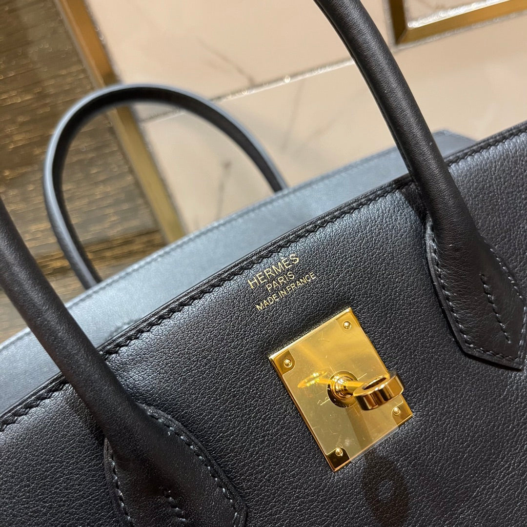 HM BIRKIN 25CM BLACK SWIFT LEATHER GOLD HARDWARE