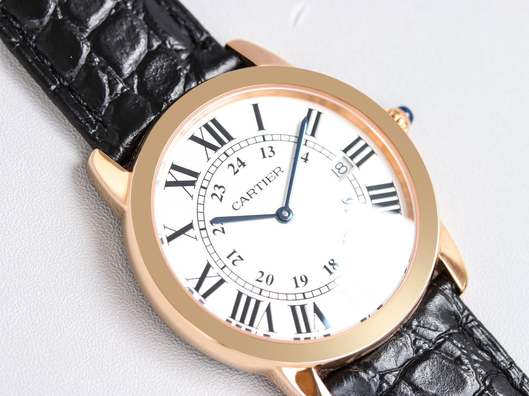 RONDE SOLO PINK GOLD BLACK LEATHER