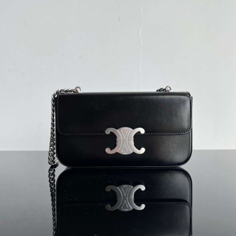 CLASSIC TRIOMPHE 20 BLACK CALFSKIN SILVER HARDWARE