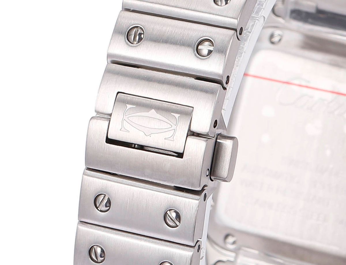 SANTOS LADY 35.1MM STEEL CASE DEEP GREEN DIAL DIAMOND BEZEL