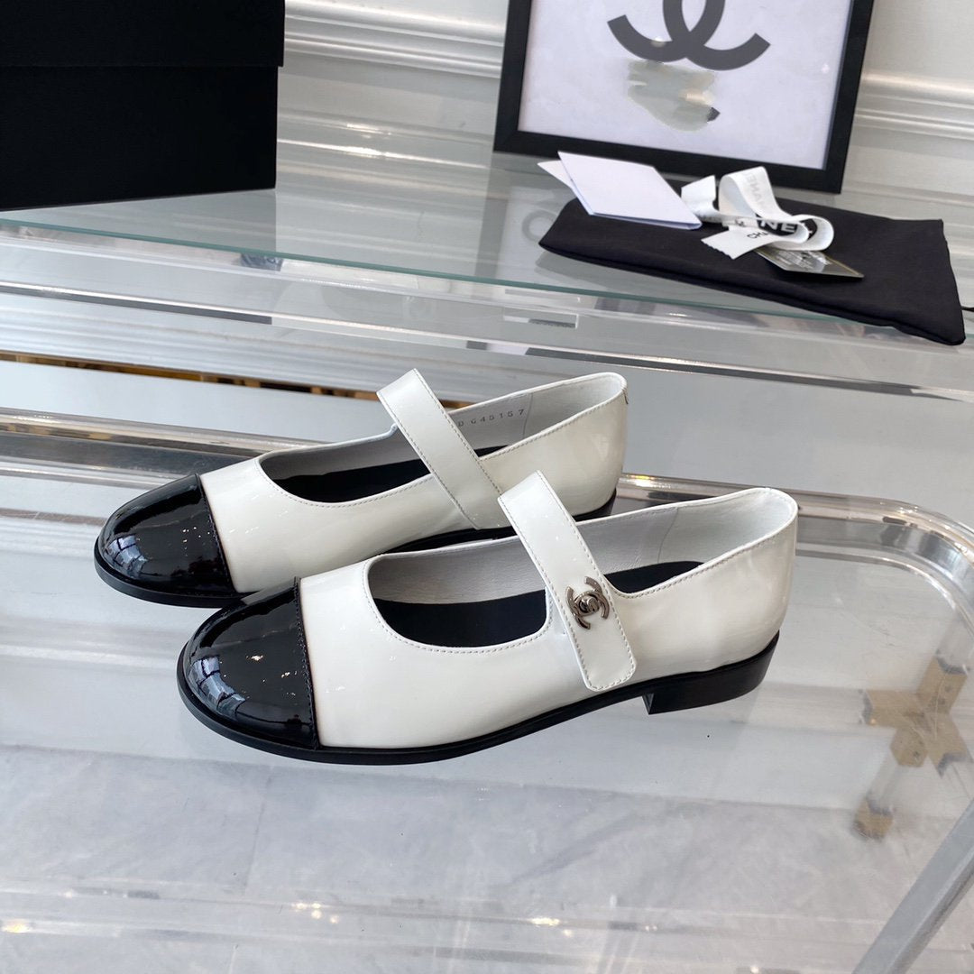 mary janes white black patent calfskin