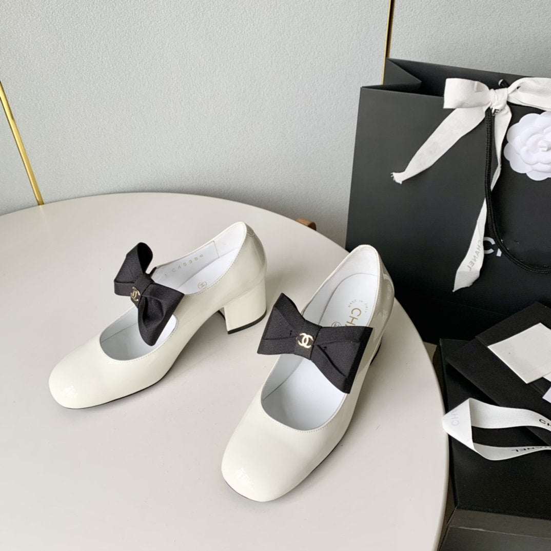 mary janes 60 white calfskin bow