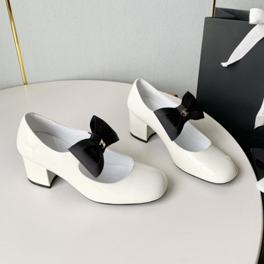 mary janes 60 white calfskin bow