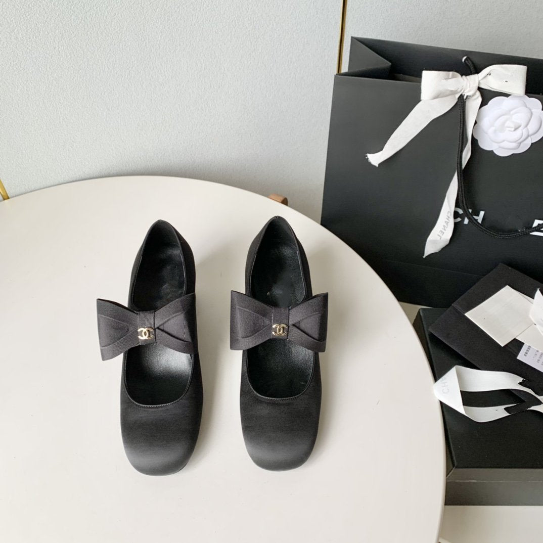 mary jane 60 black calfskin silk bow