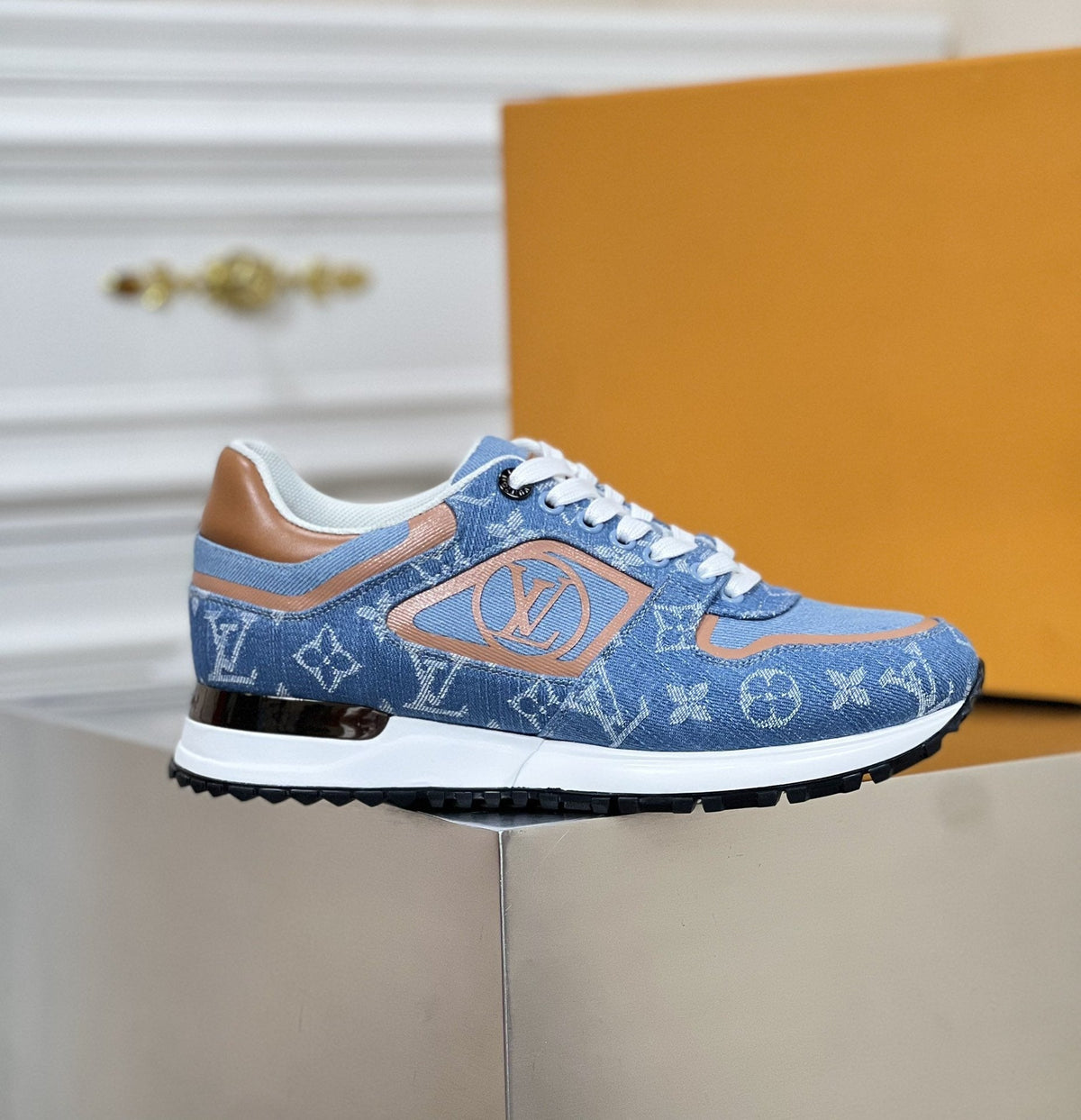 LV RUN AWAY SNEAKER IN BLUE DENIM FABRIC