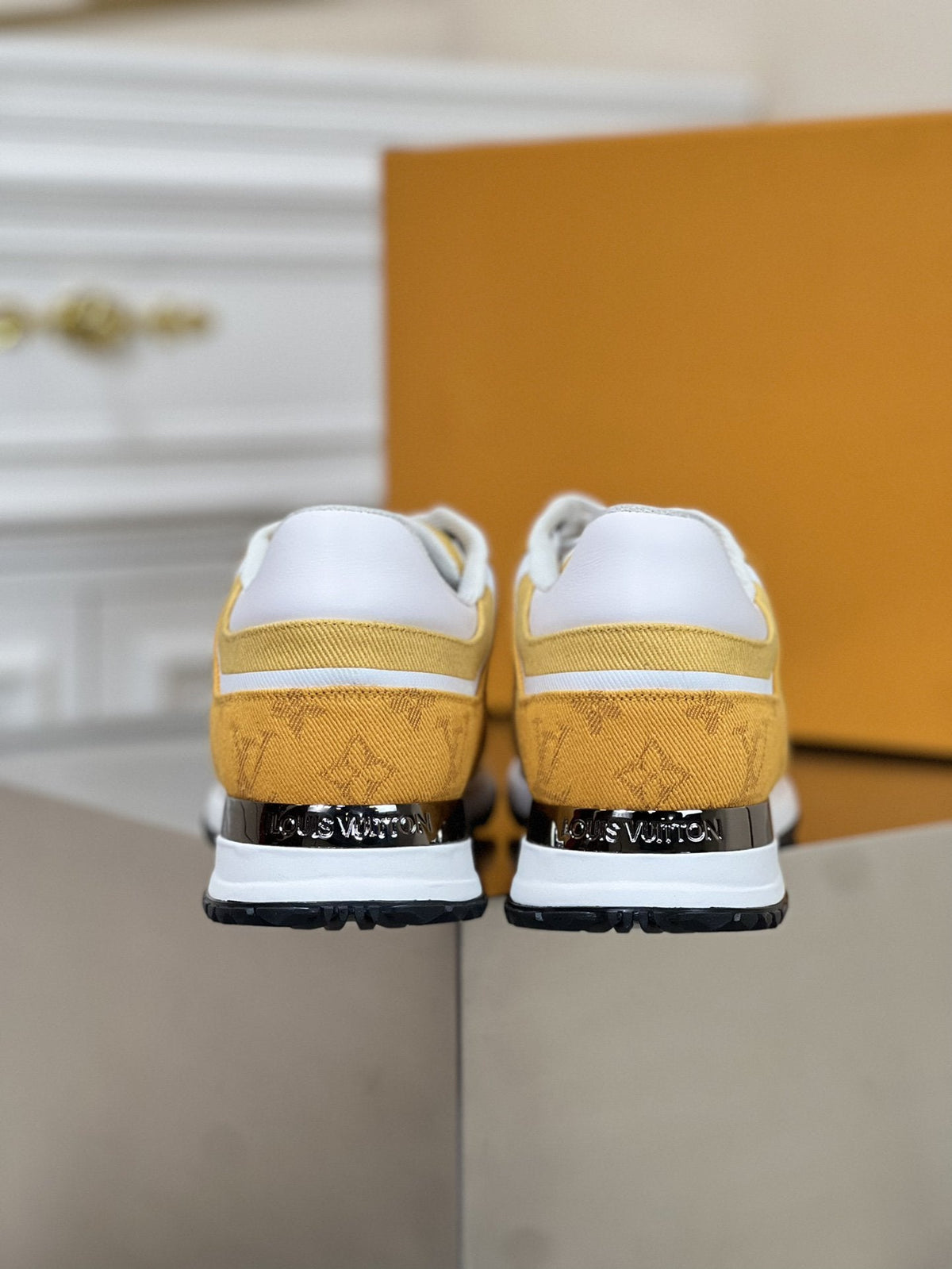 LV RUN AWAY SNEAKER IN YELLOW DENIM FABRIC