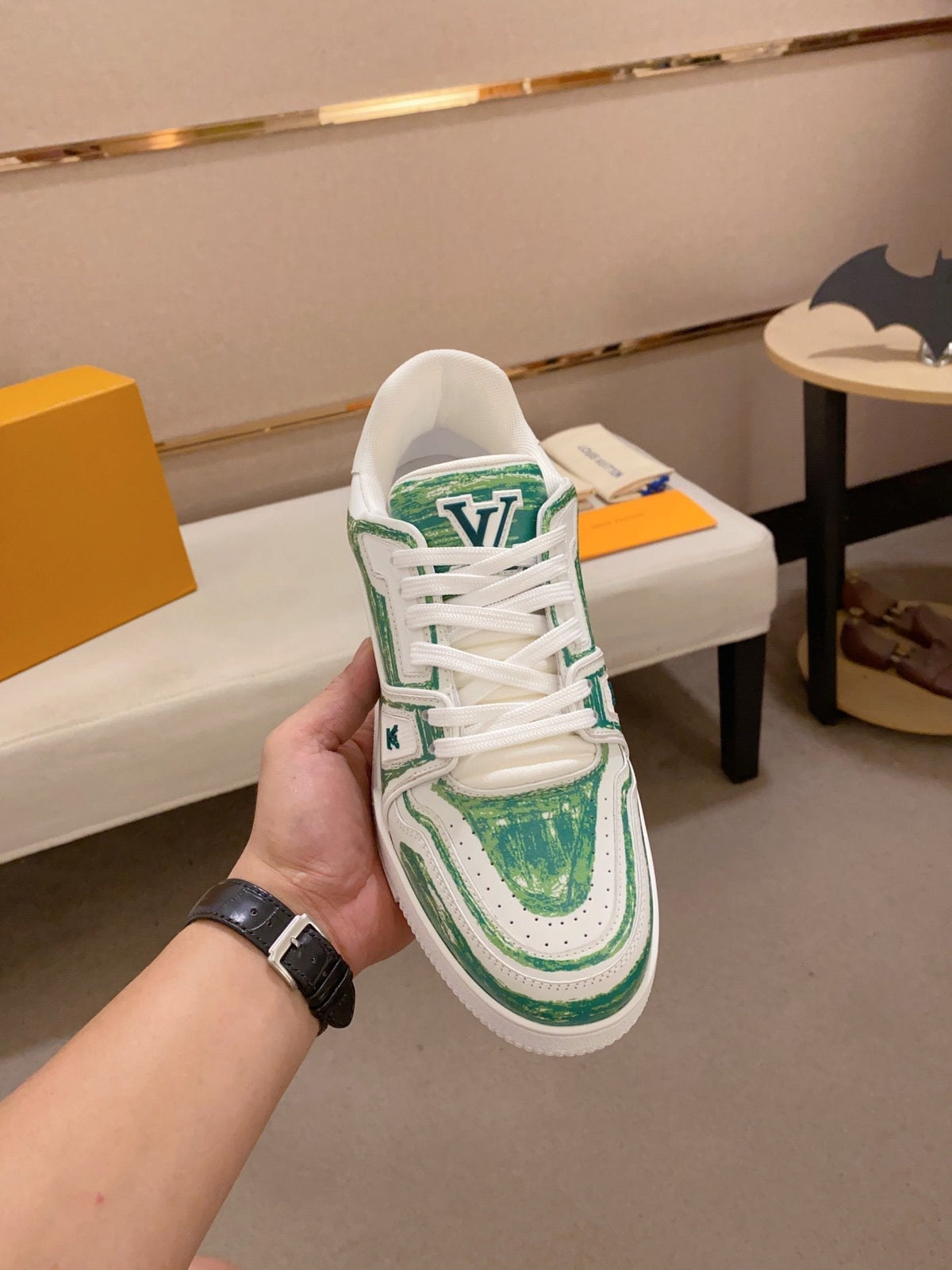 LV TRAINER SNEAKER GREEN WHITE
