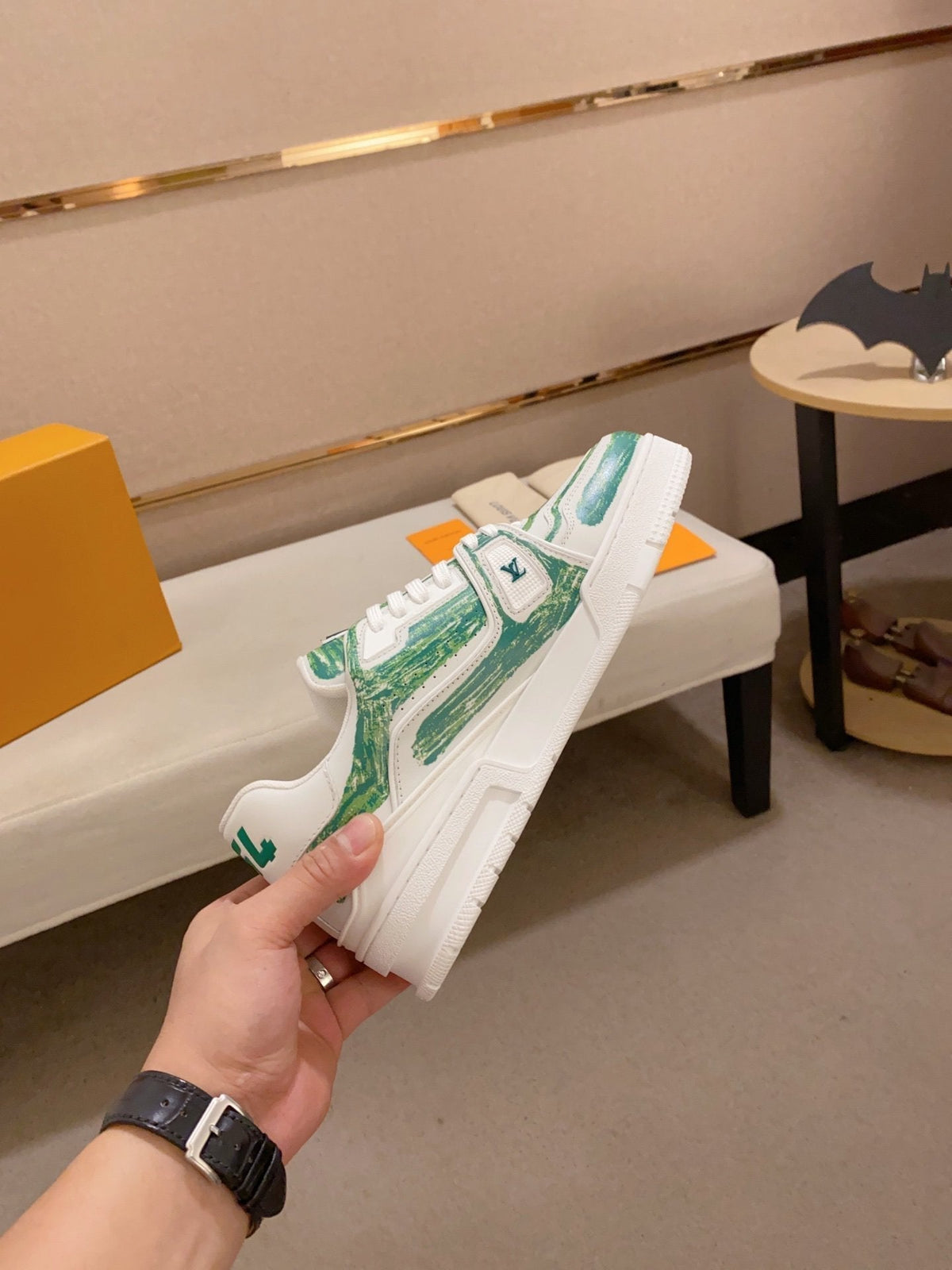 LV TRAINER SNEAKER GREEN WHITE