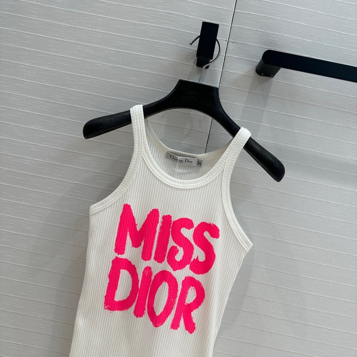Miss CD Graffiti print striped vest