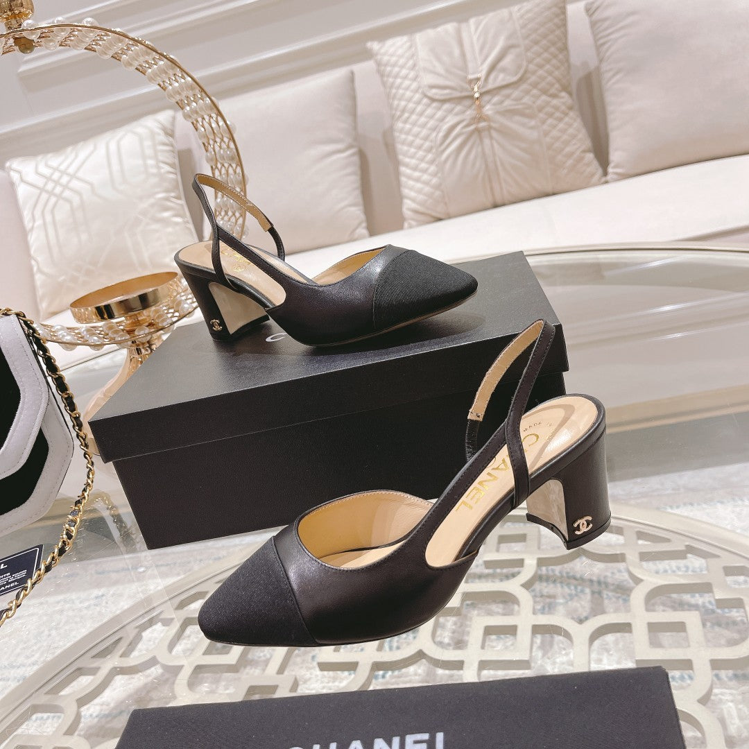 Chanel Slingback Pump Black Sheepskin 174550