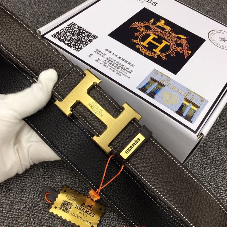 HM Original Belt 38mm Black Cowhide Gold Buckle 620253