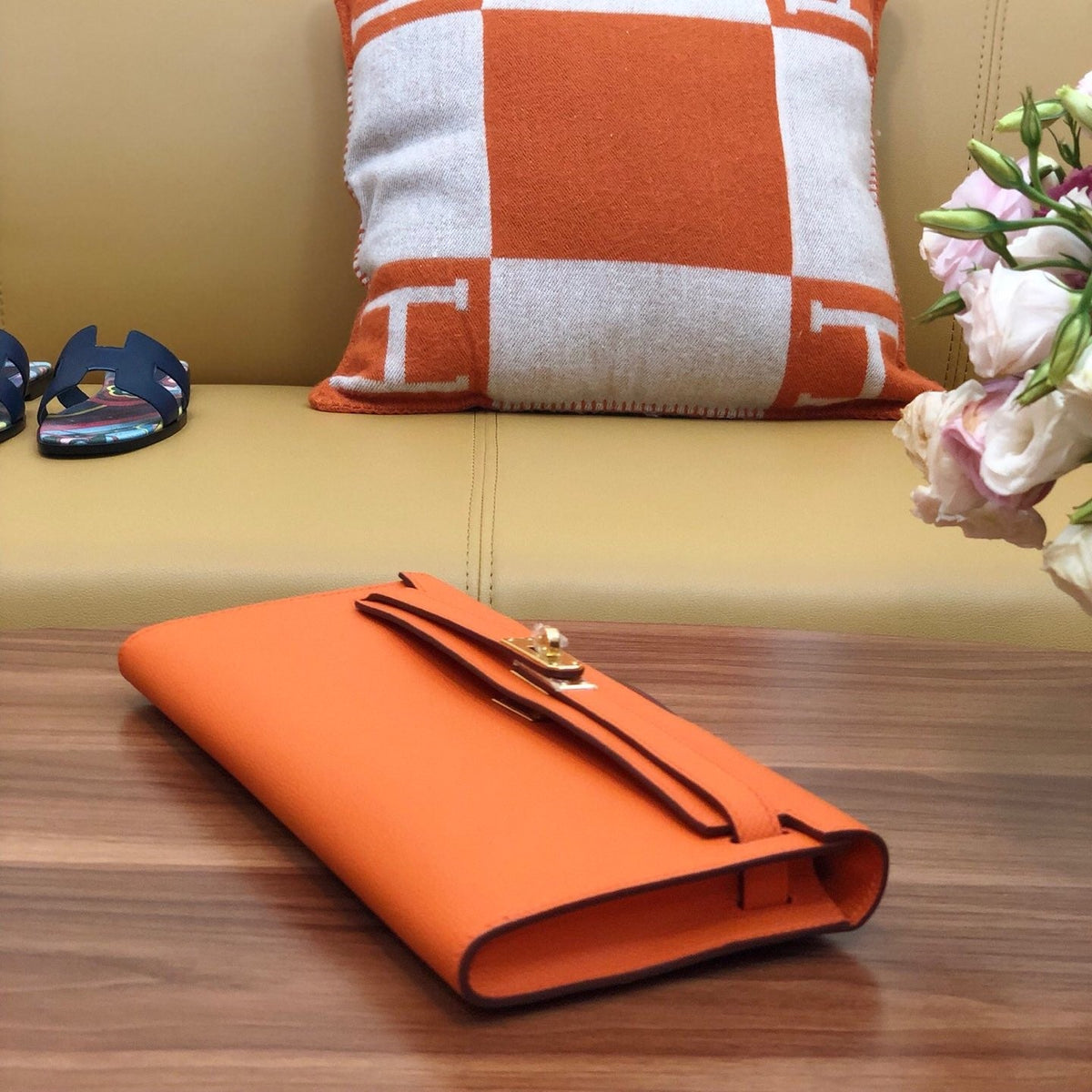 HM Kelly Cut 31cm Orange Swift Leather Ghw