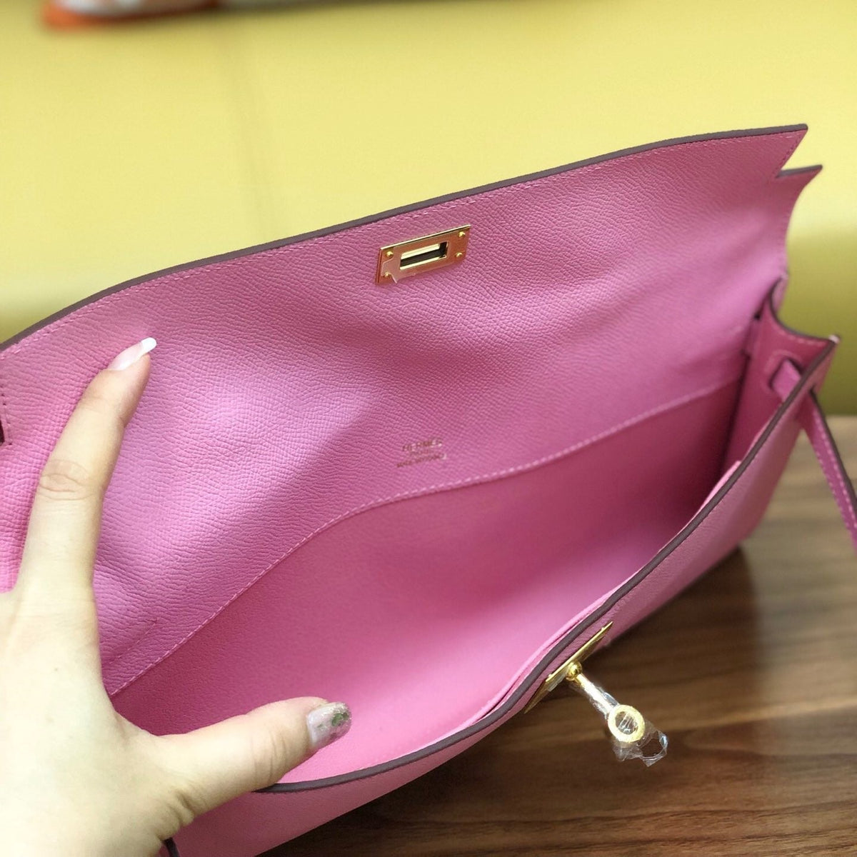 HM Kelly Cut 31cm Light Pink Swift Leather Ghw