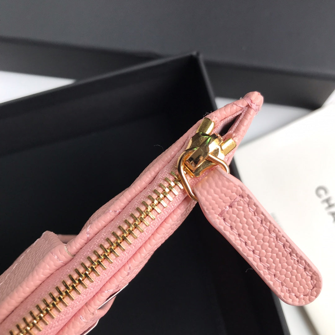 CC MOBILE PURSE 19.5 PEACH GRAINED CALFSKIN GOLD ICON
