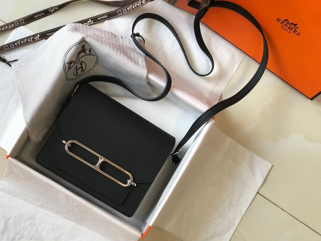 HM SAC ROULIS 18 BLACK TOGO LEATHER