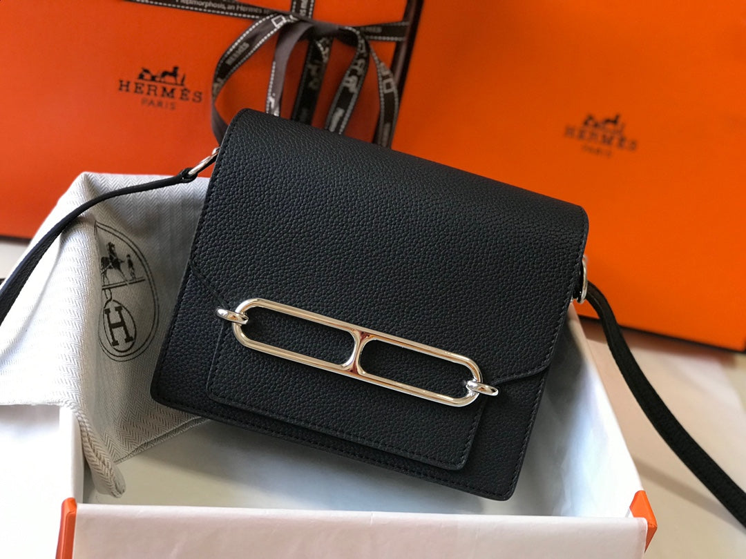 HM SAC ROULIS 18 BLACK TOGO LEATHER