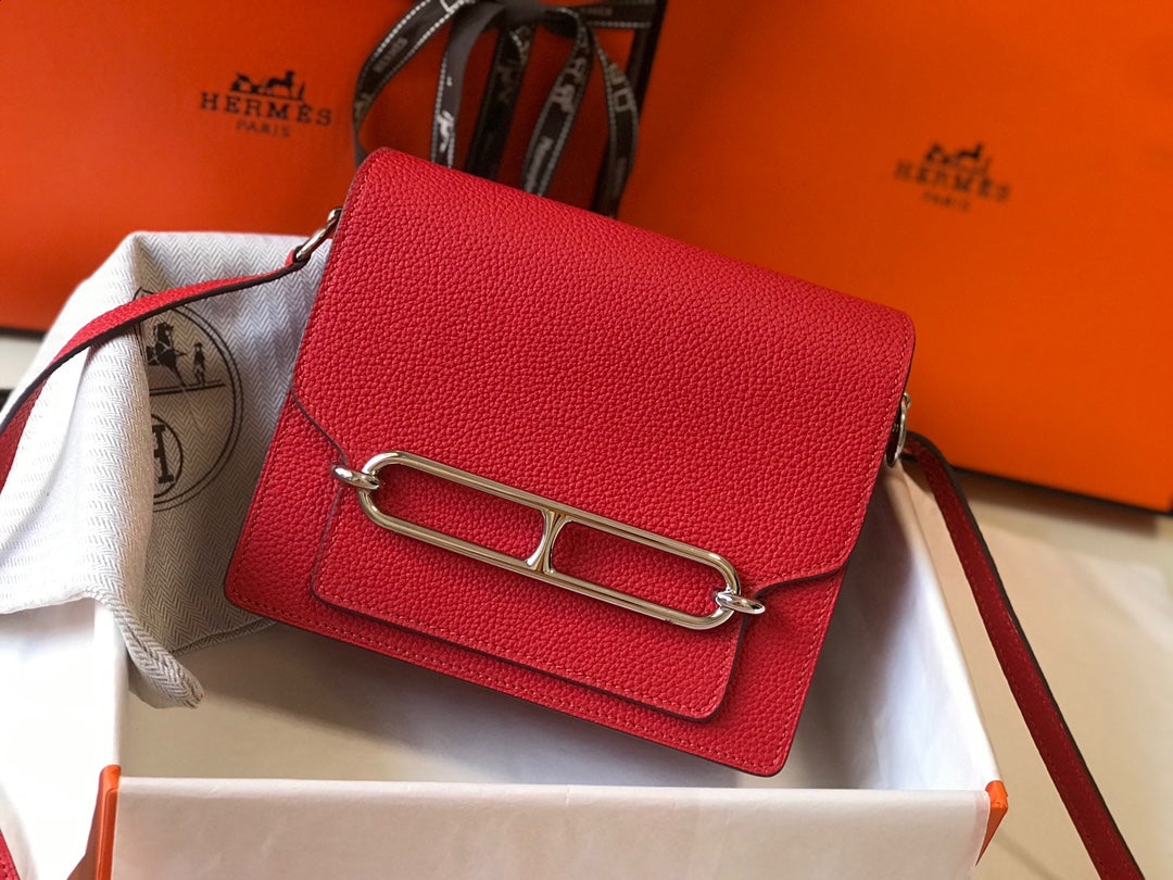 HM SAC ROULIS 18 RED TOGO LEATHER