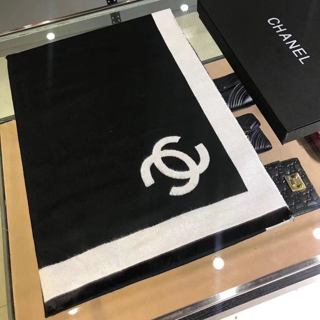 CC Scarf 180 CM In Black Mix White Cashmere 360523