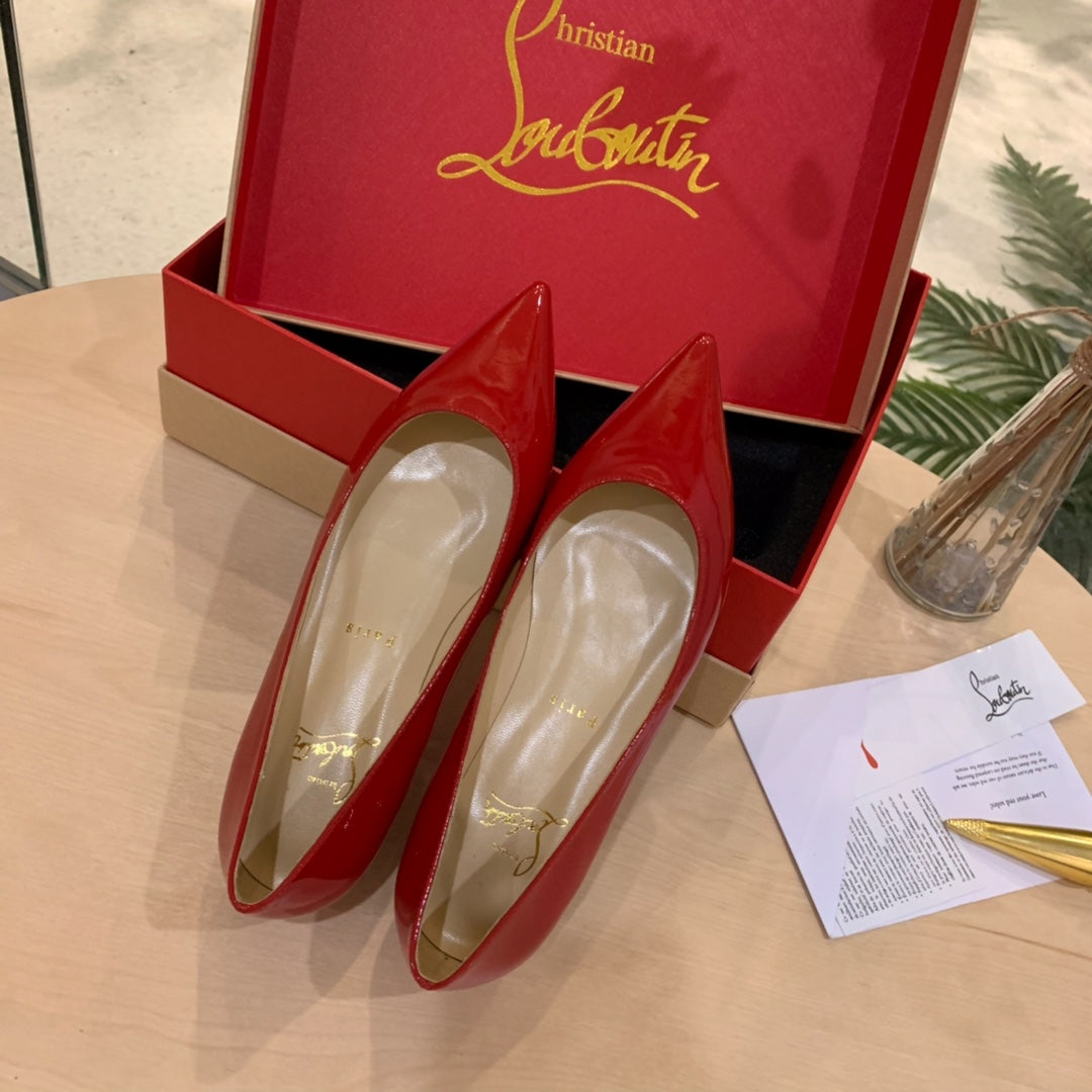 CL Kate Ballerina Flats Patent Leather Red