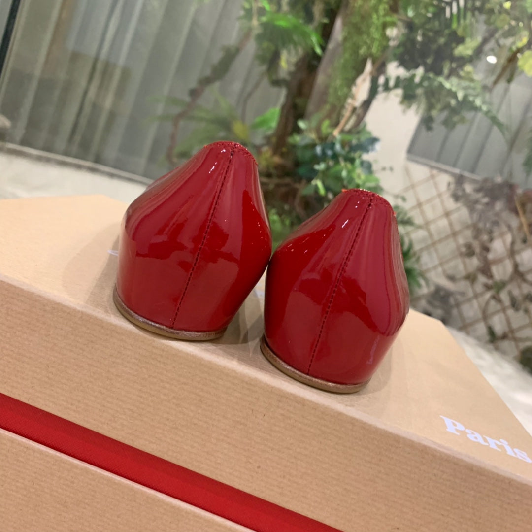 CL Kate Ballerina Flats Patent Leather Red