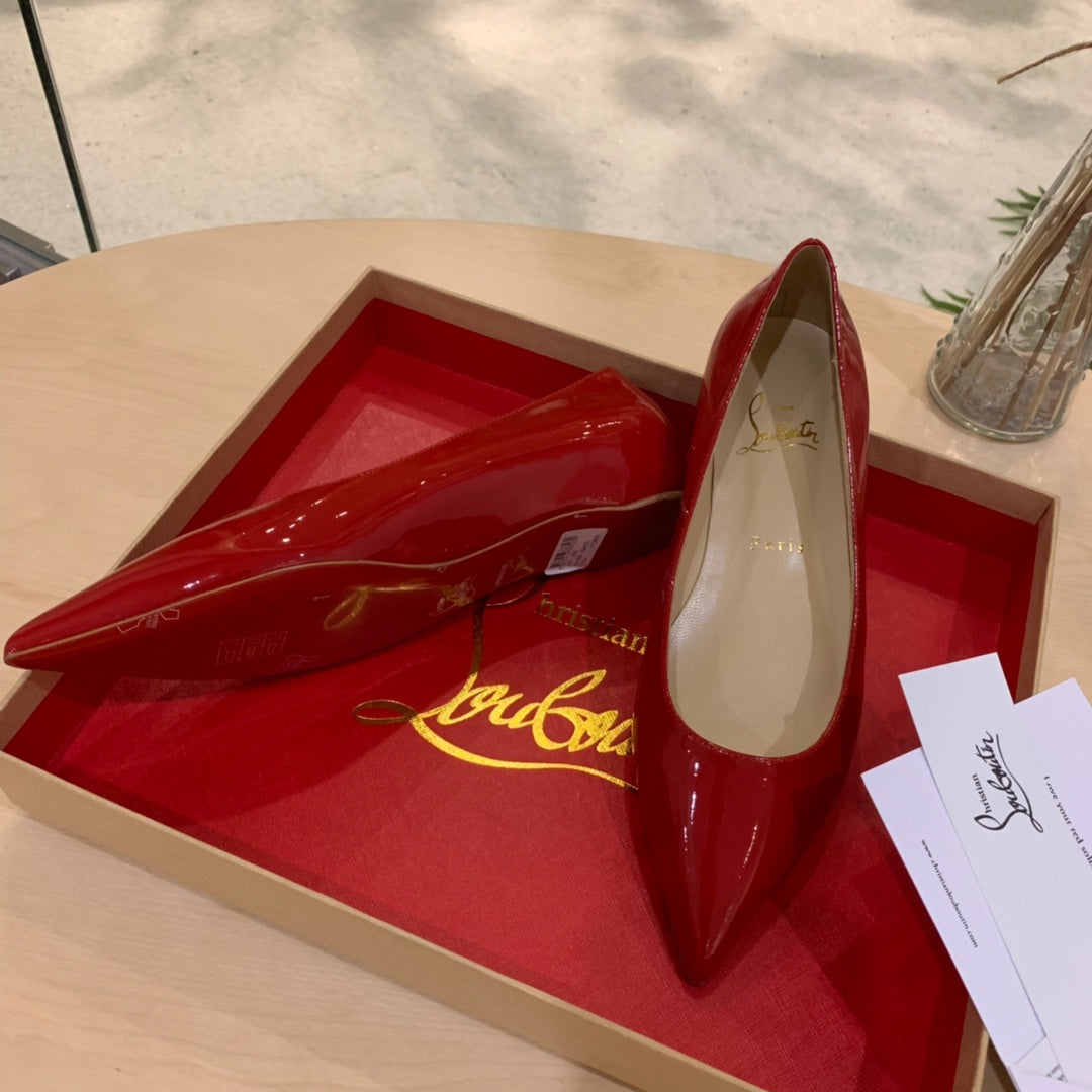 CL Kate Ballerina Flats Patent Leather Red